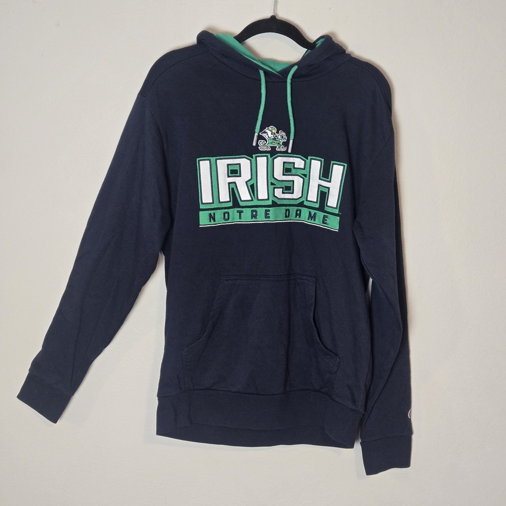 Notre Dame Fighting Irish Hoodie Sweatshirt Sz M Blue NCAA Football Champion